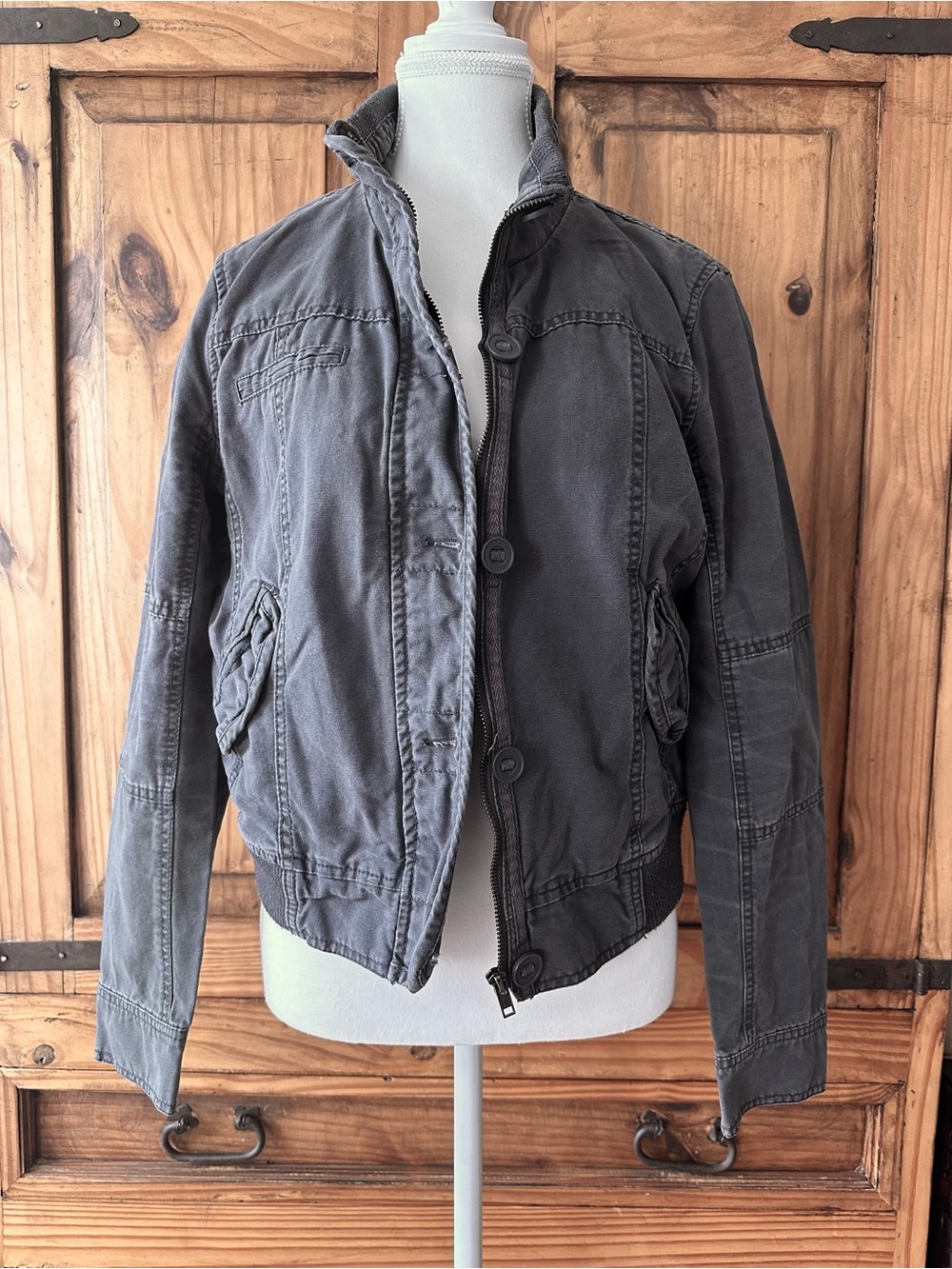 Vintage Y2K Garage Full Zip Jacket Plaid Flannel Lined Streetwear Grunge Grey L